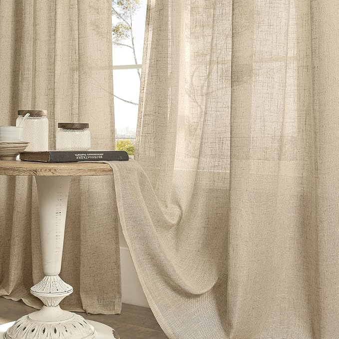 LAMIT Brown Linen Curtains 90 inch - Image 8