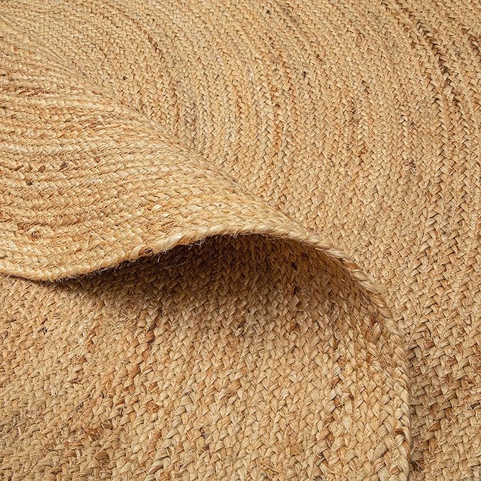 Hausattire Hand Woven Jute Braided Rug, 5’ Round – Natural, Reversible Boho - Image 6