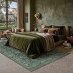 8x10 Washable Area Rug for Living Room Bedroom Vintage Green Non Slip Carpet - Image 3