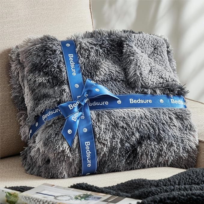 Bedsure GentleSoft Fluffy Sherpa Fleece Faux Fur Blankets Queen Size - Image 5