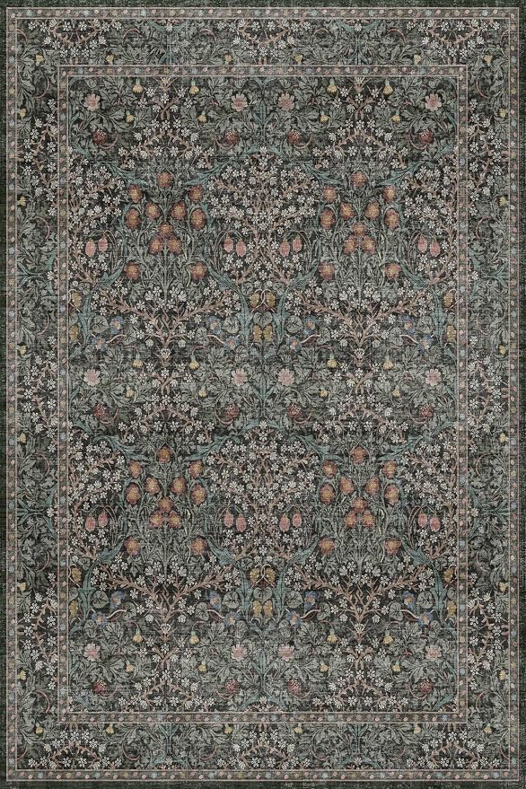 Dark Green 4x6 Washable Area Rug - Image 2