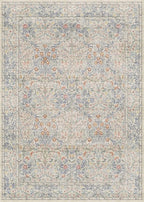 Beige Blue Living Room Rug 5x7, Cottage Area Rug - Image 2