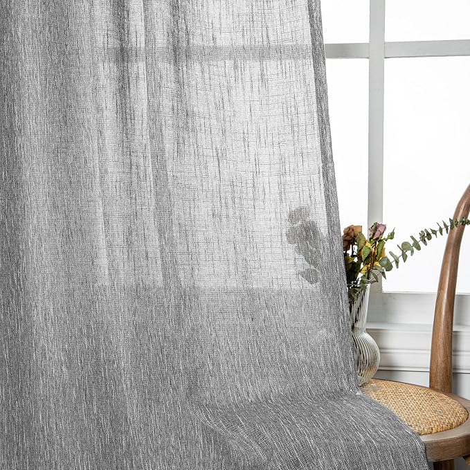 MYSKY HOME Living Room Curtains 2 Panels Boho Semi Sheers Long Drapes Light - Image 4