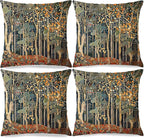 Rustic William Morris Inspired Autumn Forest Decor Pillow Covers 18x18 Set of 4 by Unknown