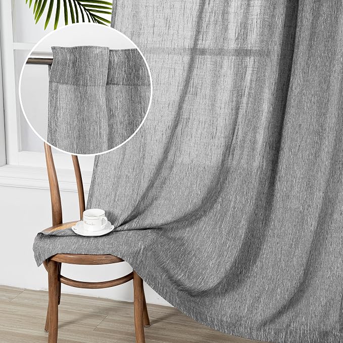 MYSKY HOME Long Sheer Curtains Farmhouse, Sliding Door Curtain by MYSKYHOME