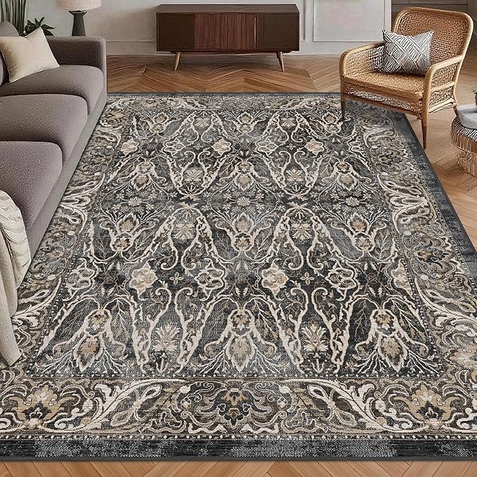 Washable Area Rug 3' x 5 ' Vintage Traditional Persian Mat by Unknown
