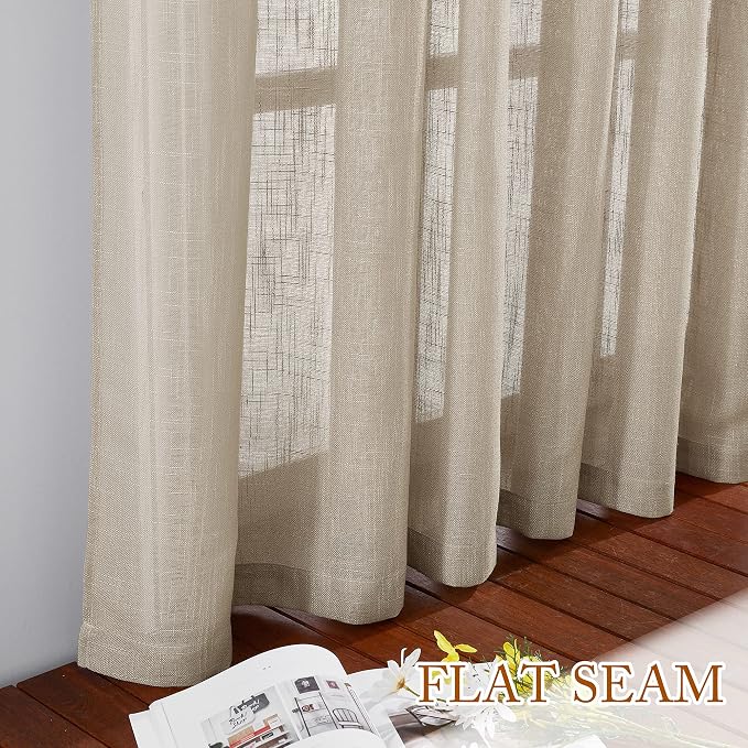 NICETOWN Sheer Curtains 84 inches Long, Linen Textured Rod Pocket & Back Tab - Image 7