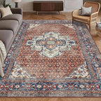 Washable Area Rug 5' x 7' Vintage Traditional Persian Mat by Unknown