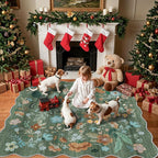 Floral Square Area Rug for Family: Washable 5x5 Scalloped Carpet for Living by HYHAOYUNLAI