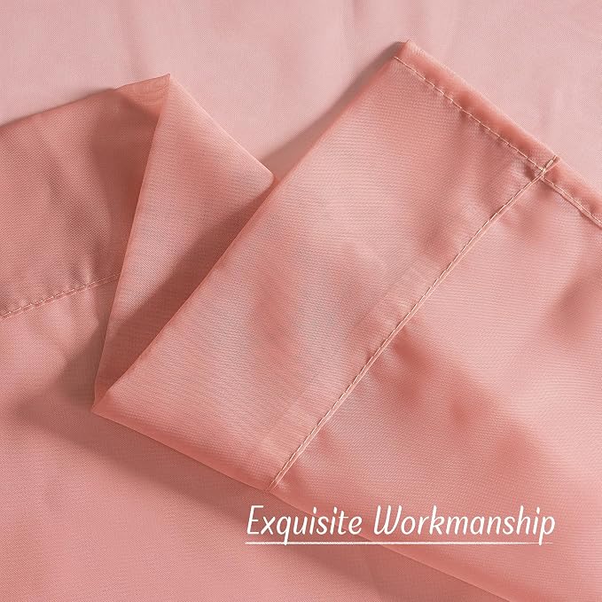 NICETOWN Living Room Coral Pink Sheer Curtains 96 inch Length, Grommet Airy - Image 6