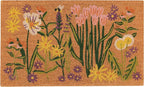 Now Designs Bees & Blooms Natural Coconut Fiber Printed Doormat Vinyl Backed by NowDesigns