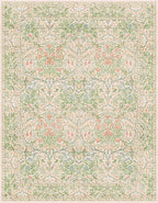 Hazo Haus Light Beige Green Floral Living Room Rug, 7x9 Washable Area Rug - Image 2