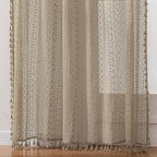 WAZZIO Boho Lace Curtains 63 Inches 2 Panel, Light Filtering Privacy Tassel & - Image 5