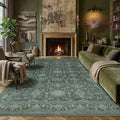 8x10 Washable Area Rug for Living Room Bedroom Vintage Green Non Slip Carpet by WondRg