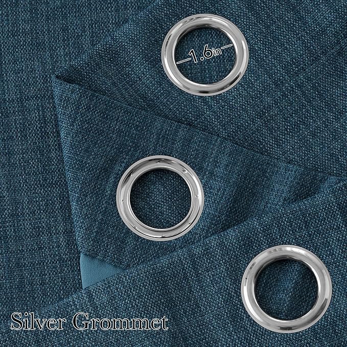 NICETOWN Faux Linen Stone Blue Blackout Curtains 84 inches Long - Image 2