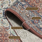 Washable Area Rug 6' x 9' Vintage Traditional Persian Mat - Image 6