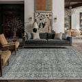 6x9 Washable Area Rug for Living Room Bedroom Vintage Black Grey Carpet Soft by WondRg