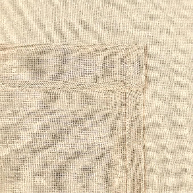 DWCN Beige Sheer Curtains Semi Transparent Voile Rod Pocket Curtains - Image 5