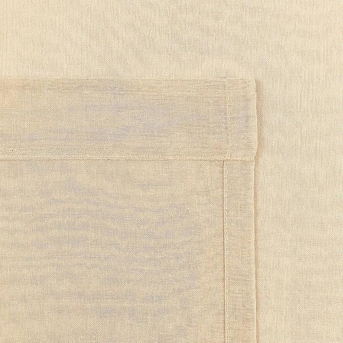 DWCN Beige Sheer Curtains Semi Transparent Voile Rod Pocket Curtains - Image 7