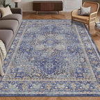 Washable Area Rug 9' x 12' Vintage Traditional Persian Mat by Unknown