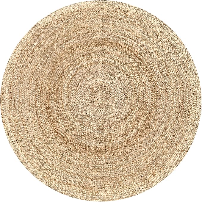 Hausattire Hand Woven Jute Braided Rug, 6’ Round – Natural, Reversible Boho - Image 3