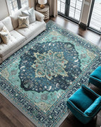 Area Rugs 6'x9' Washable Non-Slip, Floral Vintage Distress Print Pattern - Image 5