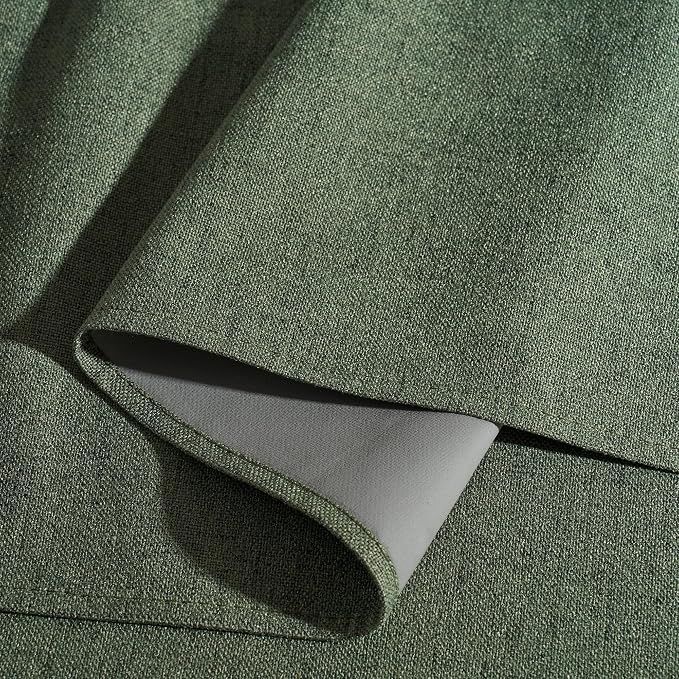 RYB HOME Olive Green 100% Blackout Linen Curtains 84 inches Long, Luxury - Image 4