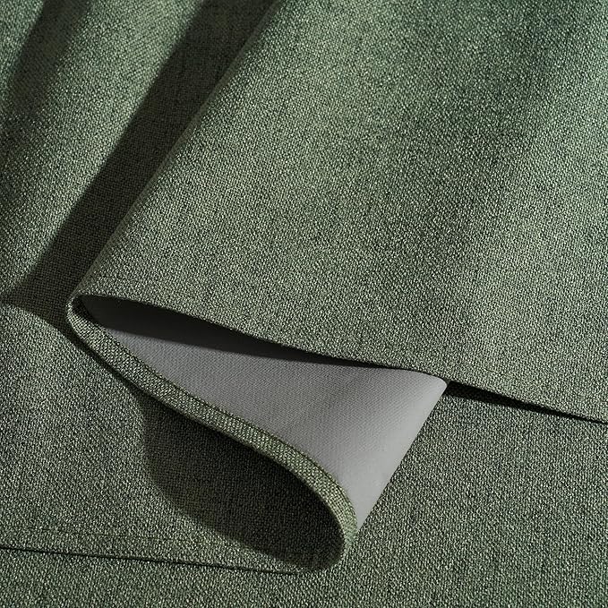 RYB HOME Olive Green 100% Blackout Linen Curtains 102 inches Long, Luxury - Image 4