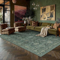 6x9 Washable Area Rug for Living Room Bedroom Vintage Green Carpet Soft Low by WondRg