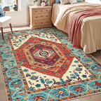 SERISSA 4x6 Boho Bedroom Rug, Washable Non Slip Vintage Orange Area Rugs by SERISSAHomeDecorCollection
